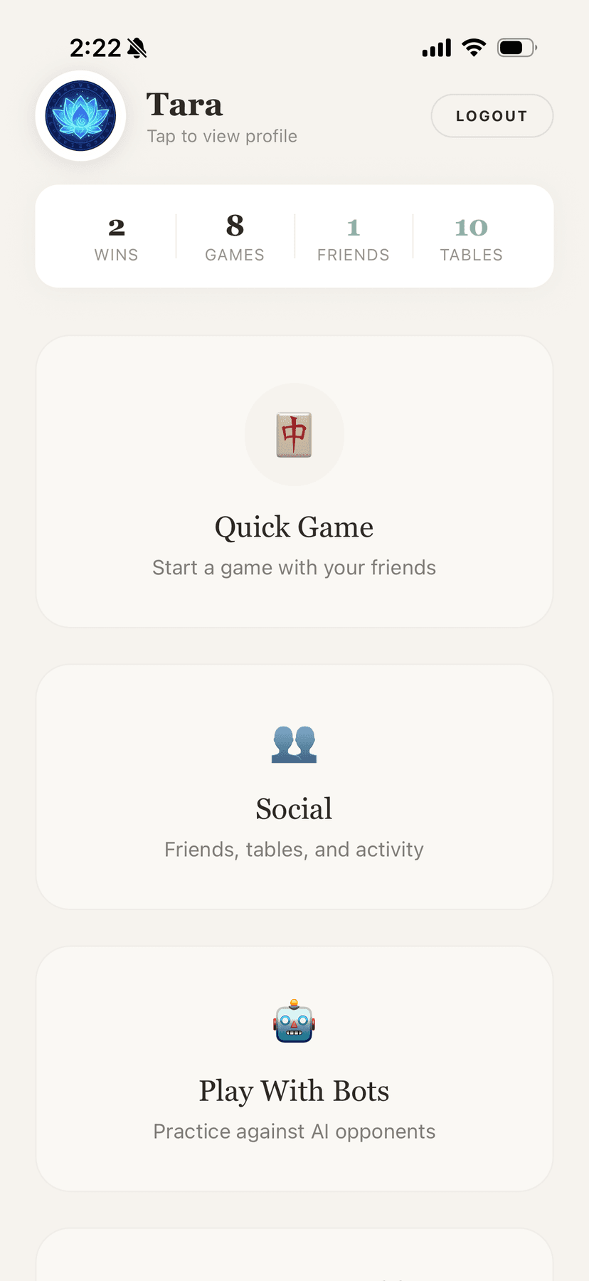 Mahjong Social Lobby